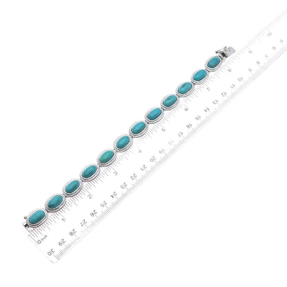 JACKSON HOLE 925 Sterling Silver Vintage Real Tyrone Turquoise Bracelet 8"