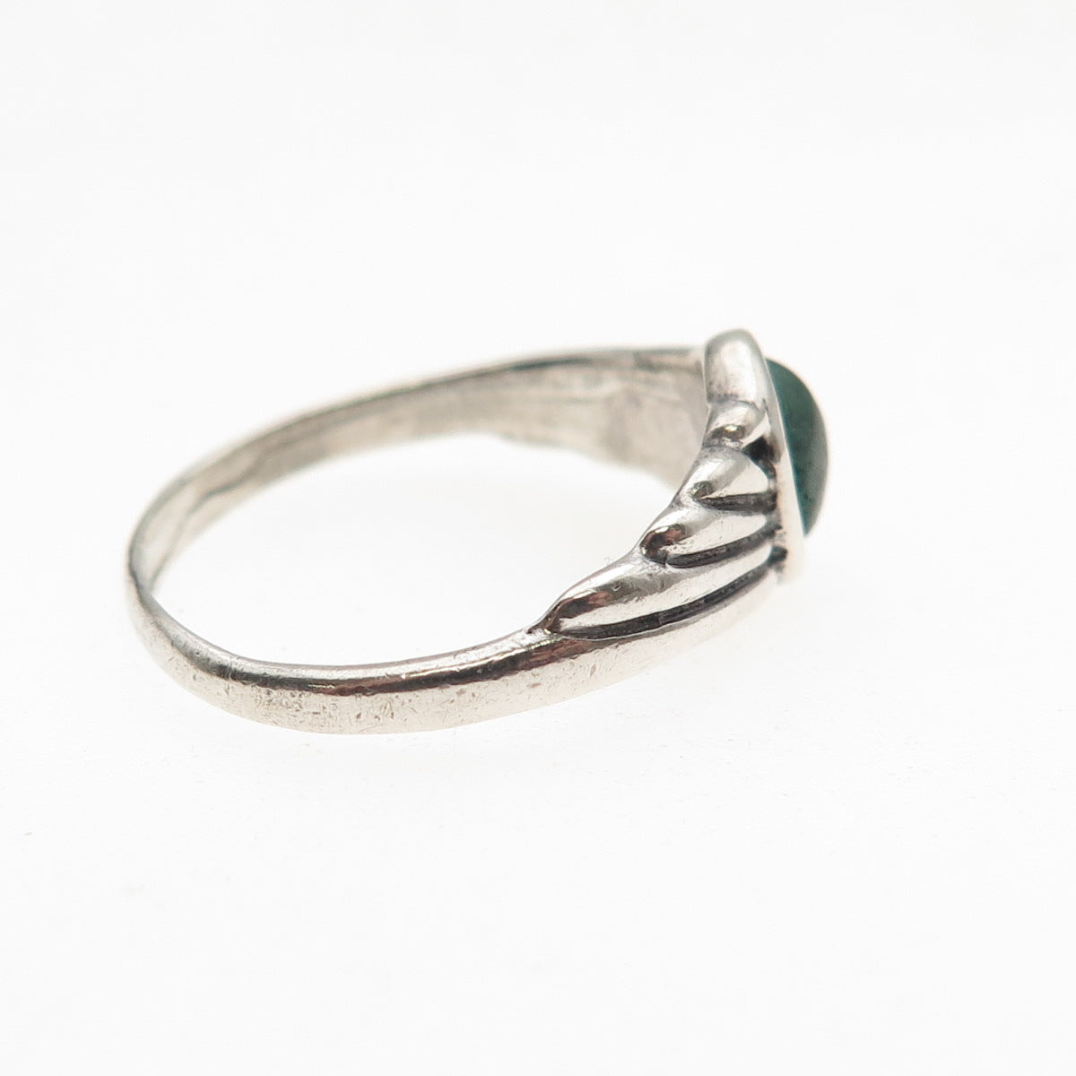 925 Sterling Silver Vintage Real Malachite Oxidized Ring Size 6