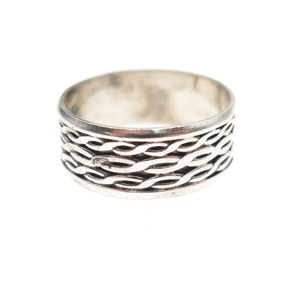 925 Sterling Silver Vintage Infinity Woven Oxidized Band Ring Size 7