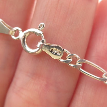 925 Sterling Silver Italy Figaro Link Bracelet 7"