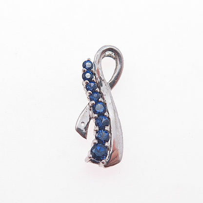 925 Sterling Real Topaz & Lab-Created Sapphire Dual Sided Ribbon Slide Pendant