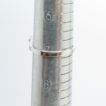 925 Sterling Silver Real Marquise-Cut Sapphire & Round C Z Ring Size 7.25