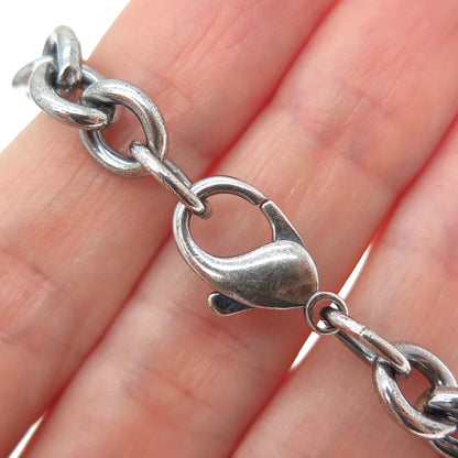 925 Sterling Silver Vintage Cable Link Oxidized Bracelet 7"