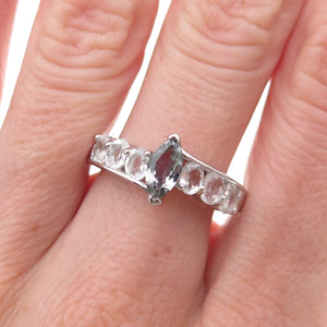 Chuck Clemency 925 Sterling Silver Real Iolite & White Topaz Ring Size 8