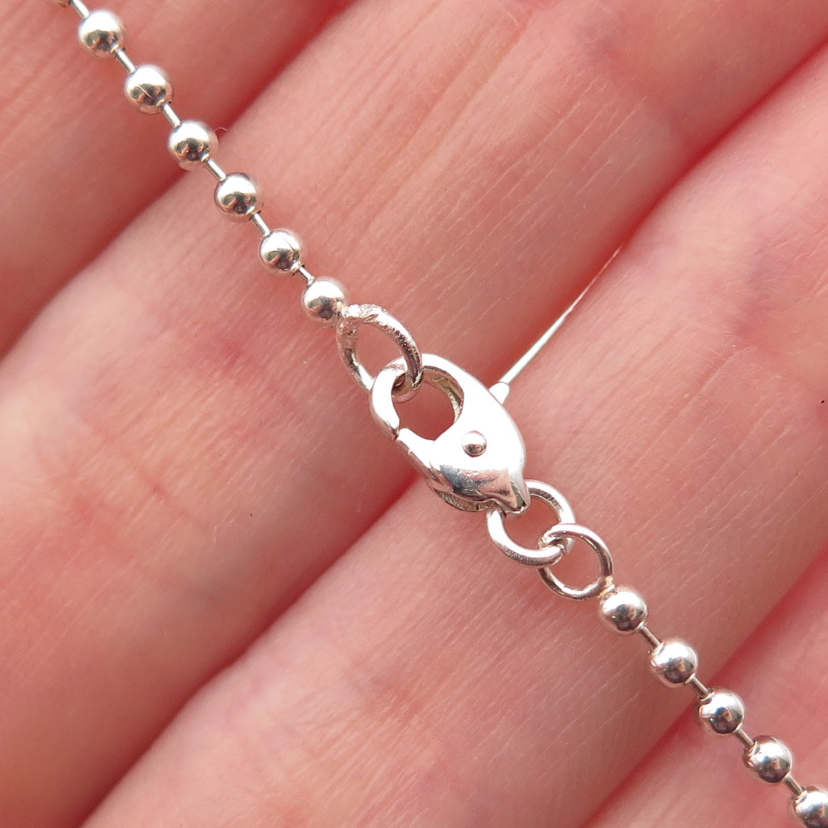 925 Sterling Silver Vintage C Z Letter G Initial Ball Beaded Chain Necklace 16"