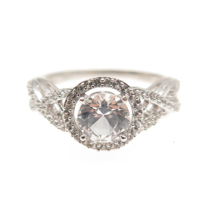 Jane Seymour 925 Sterling Silver Real White Topaz Engagement Ring Size 6.75