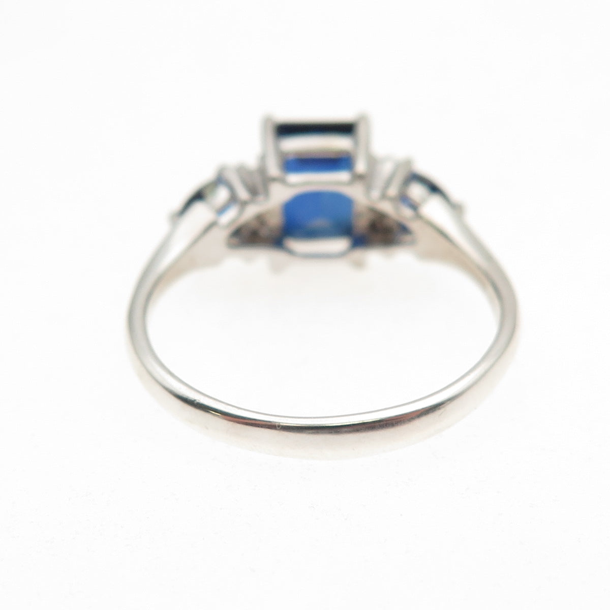925 Sterling Silver Real Diamond & Lab-Created Sapphire Ring Size 8.25