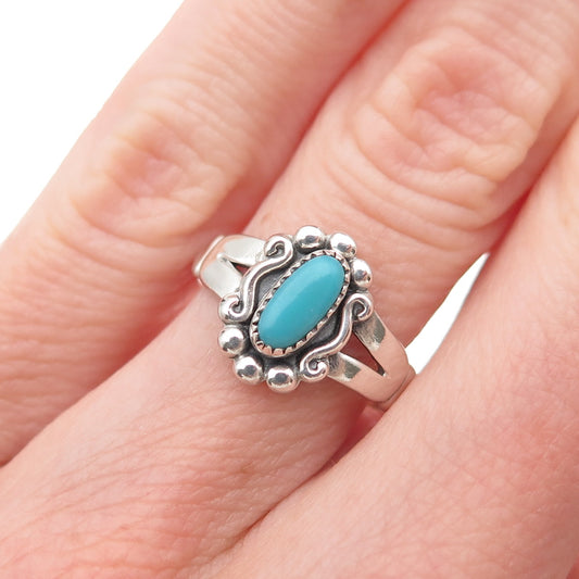 Bell Trading Post Old Pawn Sterling Silver Vintage Turquoise Tribal Ring Size 6
