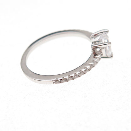 925 Sterling Silver Heart & Round-Cut C Z Promise Ring Size 6