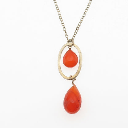 925 Sterling Silver Gold Plated Real Carnelian Chain Necklace 18-20"