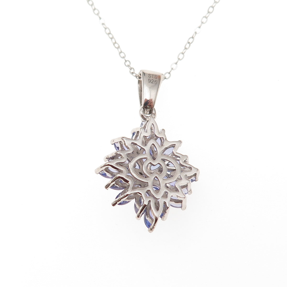 Chuck Clemency 925 Sterling Silver Real Tanzanite White Topaz Chain Necklace 20"