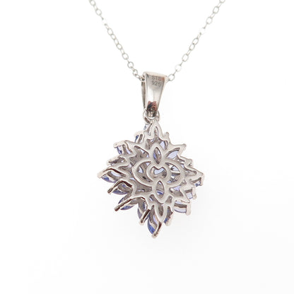 Chuck Clemency 925 Sterling Silver Real Tanzanite White Topaz Chain Necklace 20"