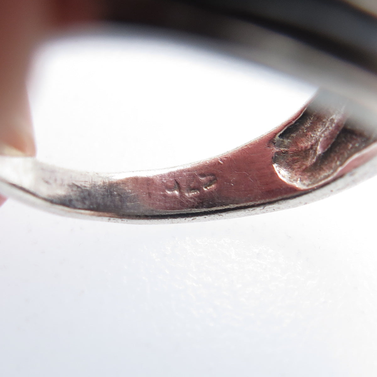 925 Sterling Silver Vintage Modernist Oxidized Ring Size 5.75