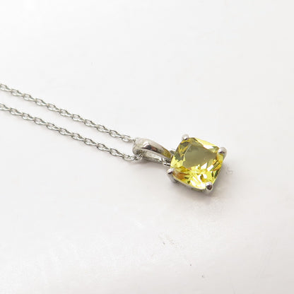 925 Sterling Silver Real Citrine Gemstone Pendant Rolo Chain Necklace 18"