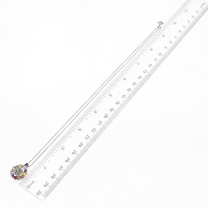 925 Sterling Silver Real Diamond & Multi-Color Sapphire Cable Chain Necklace 18"