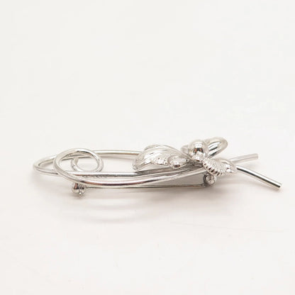 925 Sterling Silver Vintage Forstner Floral Pin Brooch