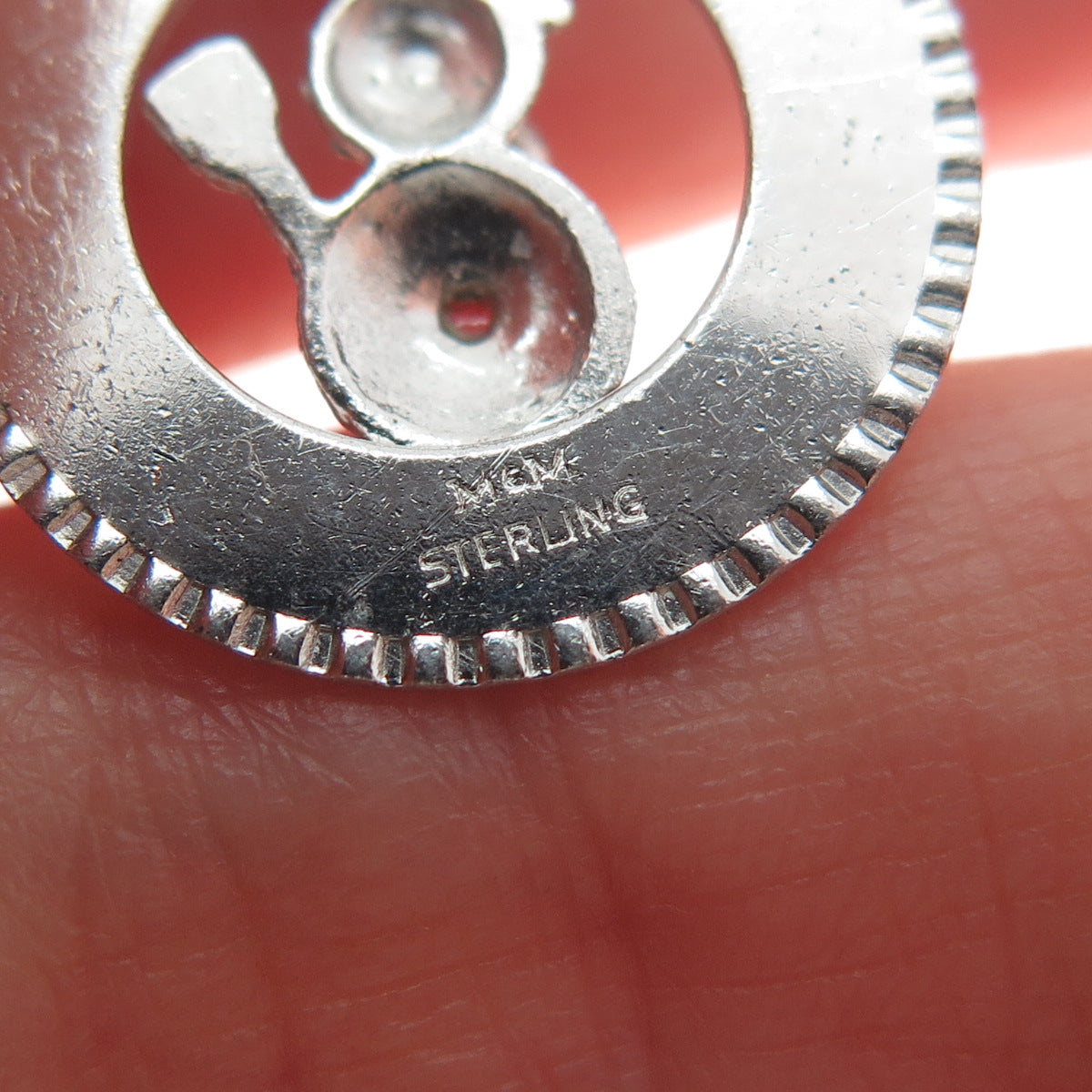 MARK MERCY 925 Sterling Silver Vintage Glass Merry Christmas Minimalist Pendant