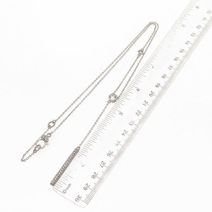 Judith Ripka 925 Sterling Silver C Z Bar Cable Chain Necklace 18-20"