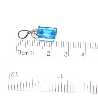 JH YOUNG 925 Sterling Silver Blue & White C Z Minimalist Charm Pendant