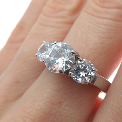 925 Sterling Silver Round-Cut C Z Engagement Ring Size 7.5