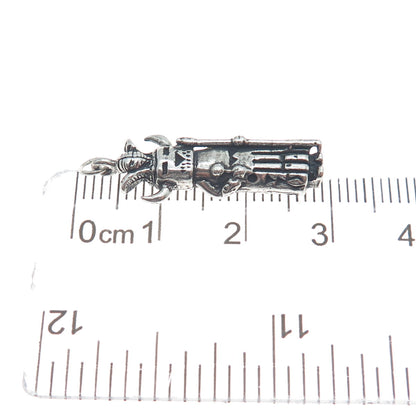 Old Pawn 925 Sterling Silver Vintage Indian Chief Kachina Doll Oxidized Pendant