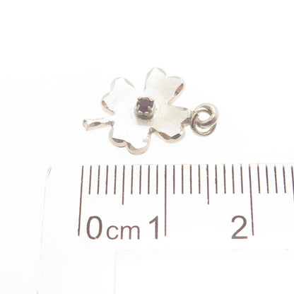 925 Sterling Silver Antique Art Deco Rhinestone Clover Minimalist Charm Pendant