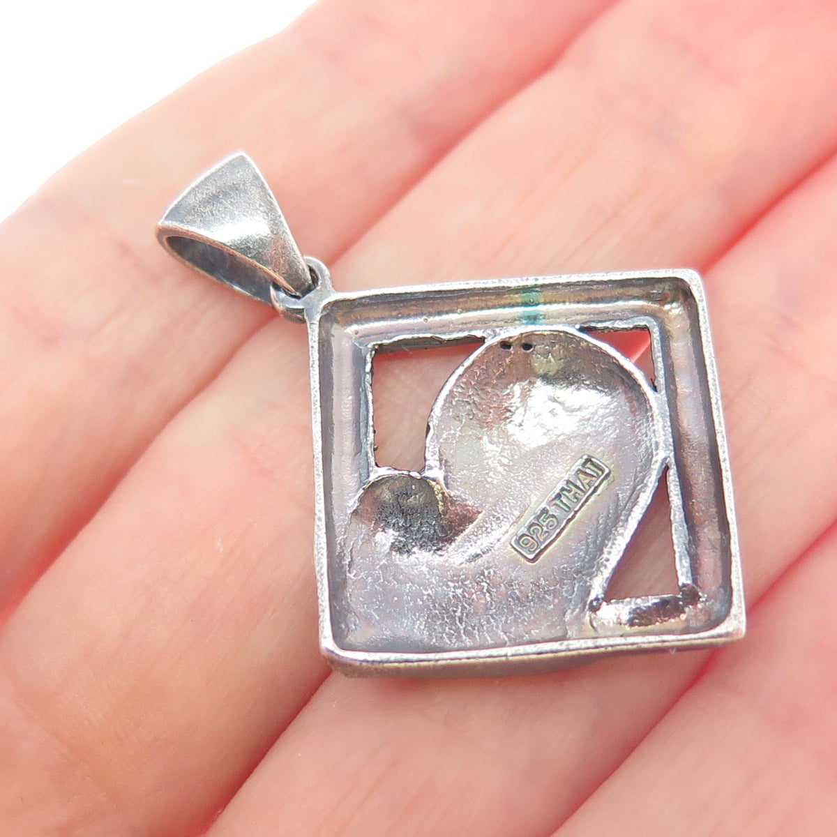 925 Sterling Silver Vintage Dragon Scale Oxidized Charm Pendant