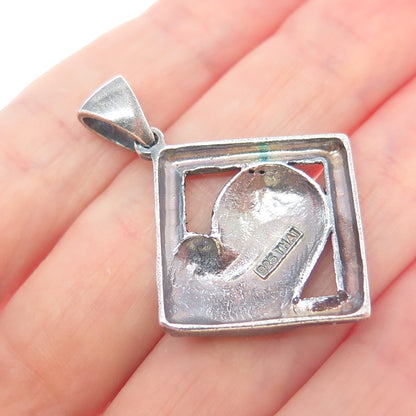 925 Sterling Silver Vintage Dragon Scale Oxidized Charm Pendant