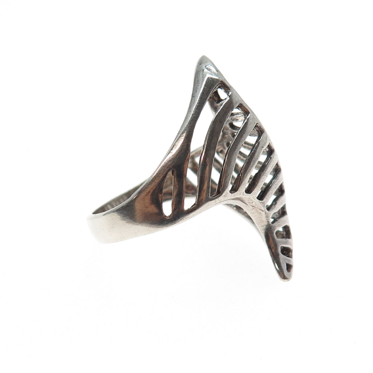 925 Sterling Silver Vintage Modernist Oxidized Ring Size 10.25