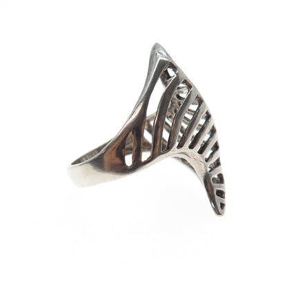 925 Sterling Silver Vintage Modernist Oxidized Ring Size 10.25