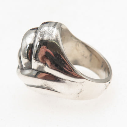 925 Sterling Silver Vintage Italy Modernist Oxidized Ring Size 7