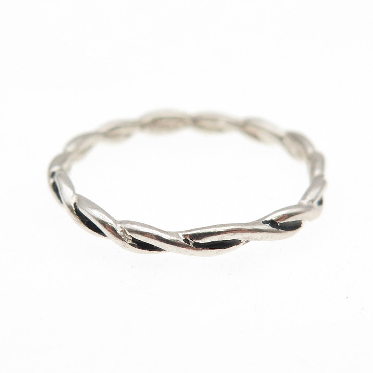 AVON 925 Sterling Silver Vintage Woven Stackable Oxidized Band Ring Size 9
