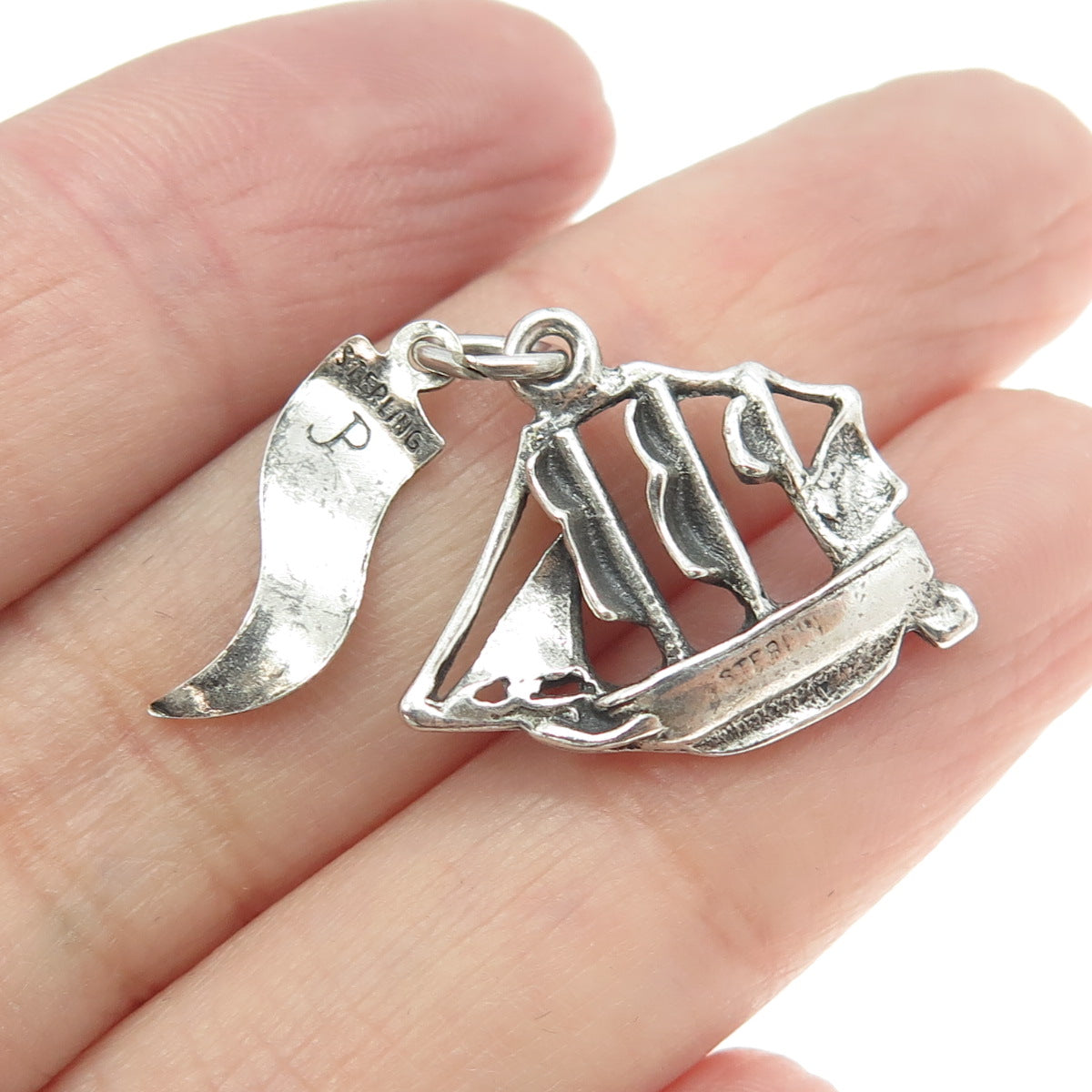 PACIFIC JEWELRY 925 Sterling Silver Vintage Virginia Beach Sailing Ship Pendant