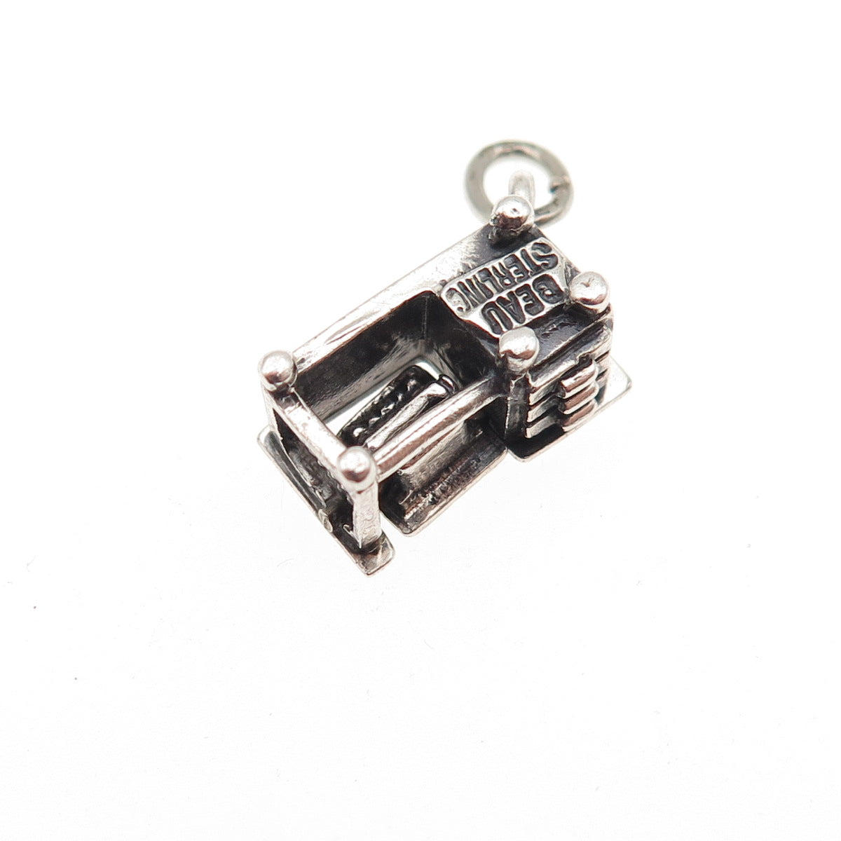 BEAU 925 Sterling Silver Vintage Work Desk Oxidized 3D Mini Charm Pendant