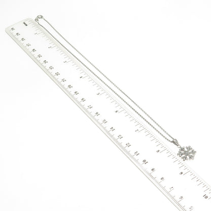 925 Sterling Silver Round-Cut C Z Snowflake Cable Chain Necklace 16"