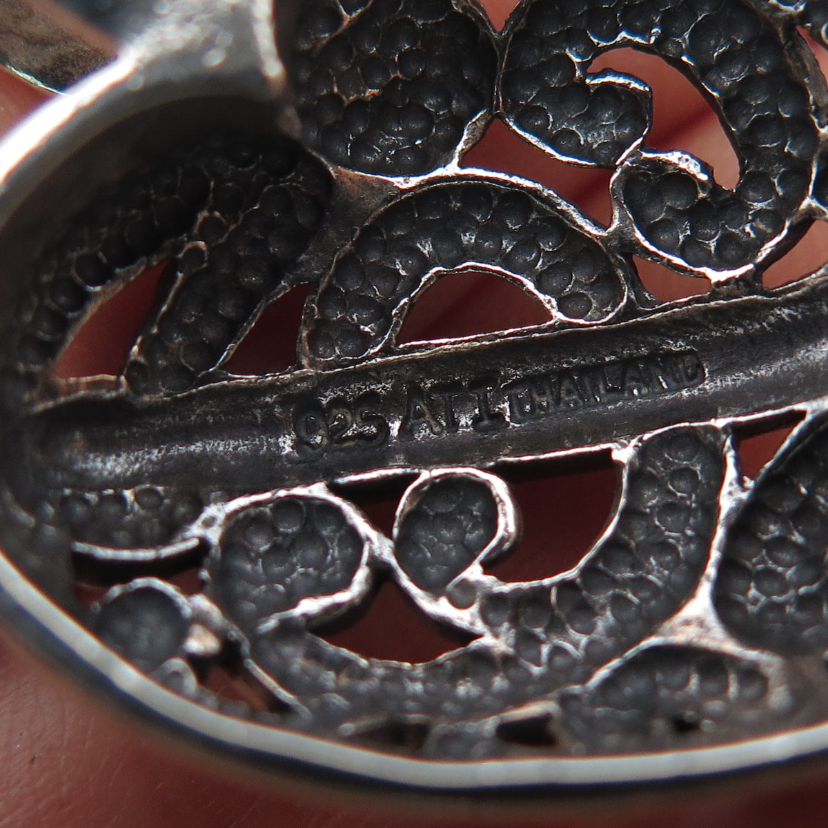 ANNIKA WITT 925 Sterling Silver Vintage Ornate Heart Oxidized Charm Pendant