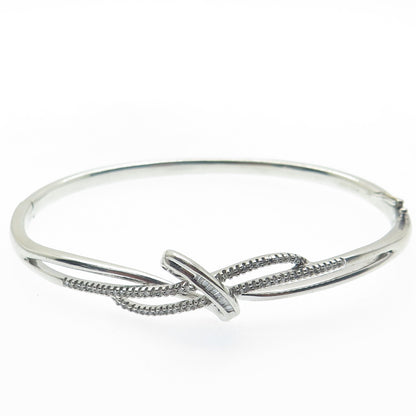 SUN Sterling Silver Real Round Tapered Baguette-Cut Diamond Bangle Bracelet 7.5"