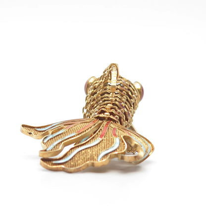 925 Sterling Silver Gold Plated Antique Enamel Chinese Koi Fish Chatelaine Fob