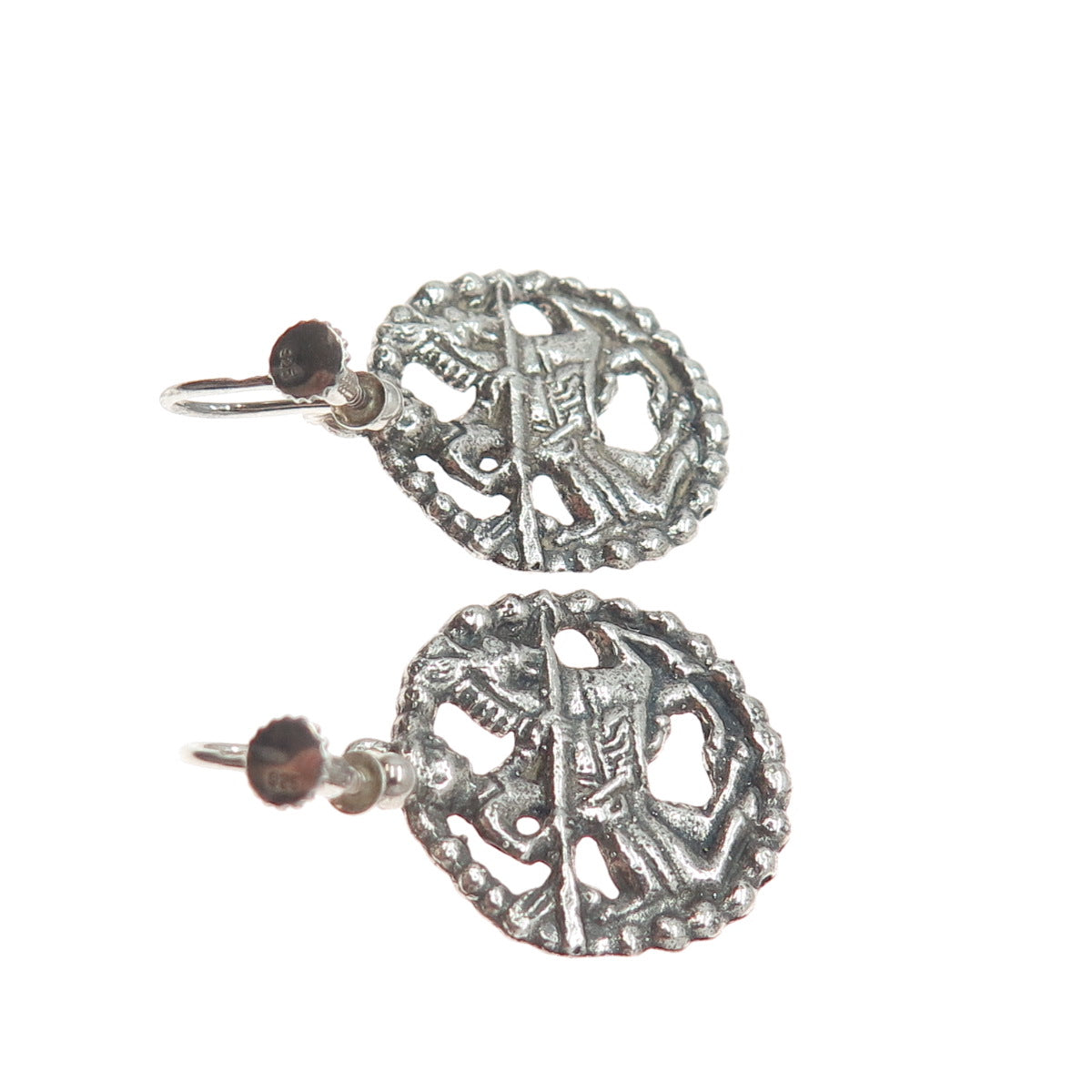 DAVID ANDERSEN 925S Sterling Vintage Norway Viking Period Screw Back Earrings