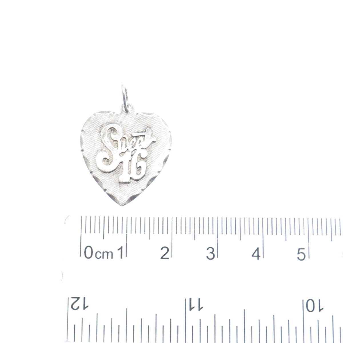 CROWN 925 Sterling Silver Vintage Sweet 16 Heart Charm Pendant