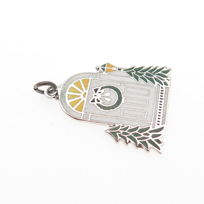 Griffith & Sons 925 Sterling Silver Vintage Enamel Christmas Door Charm Pendant