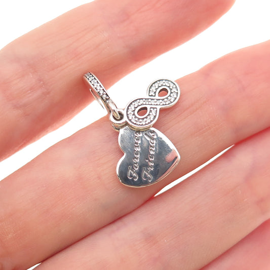 Pandora 925 Sterling Silver C Z Forever Friends Dangle Charm