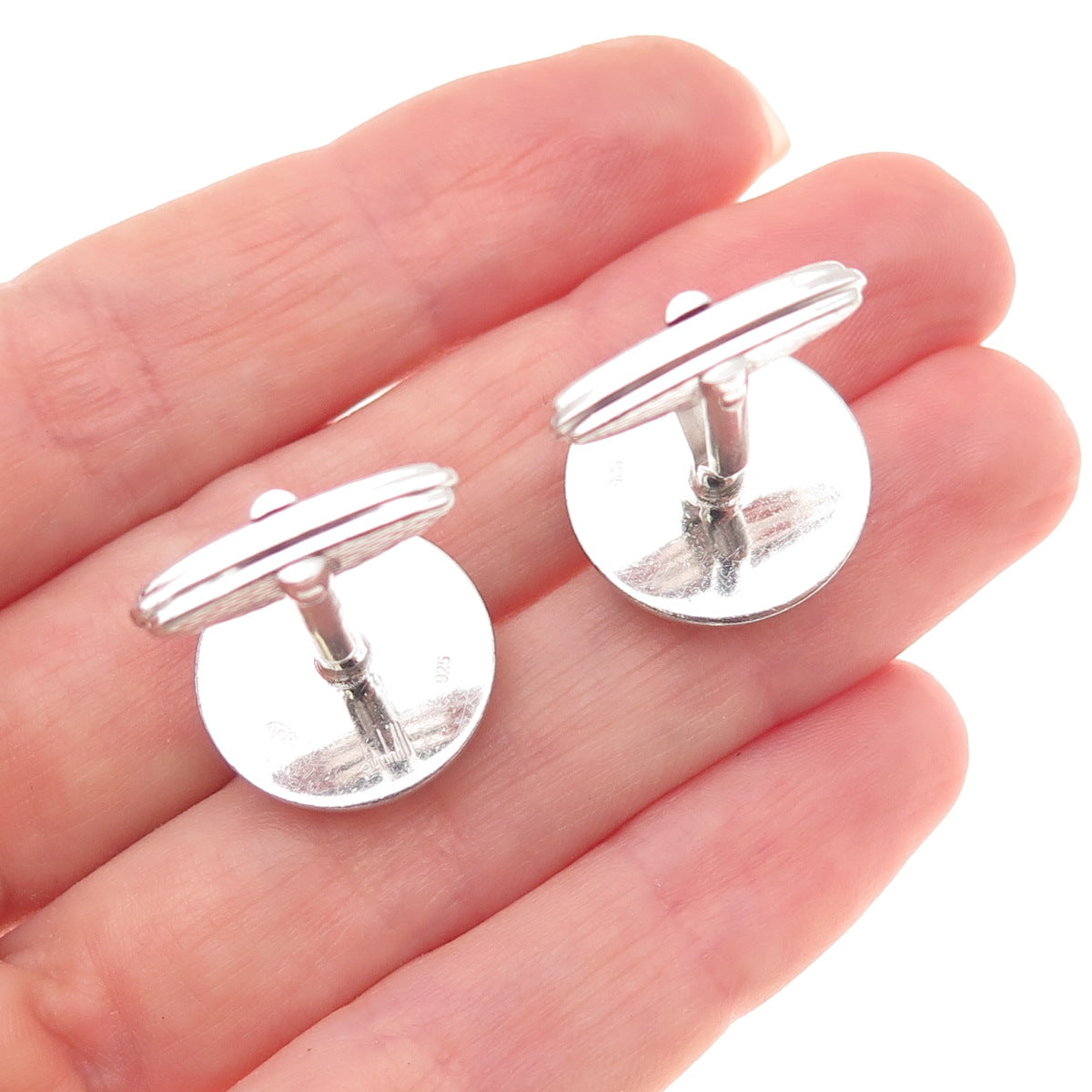 Dunhill 925 Sterling Silver 2-Tone Vintage Round Cufflinks