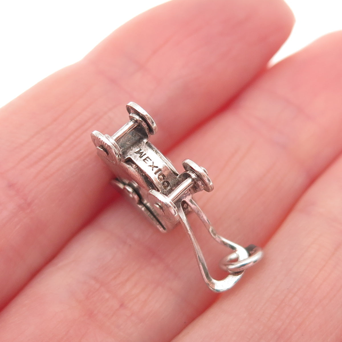 925 Sterling Antique Art Deco Mexico Baby Stroller Movable 3D Mini Charm Pendant