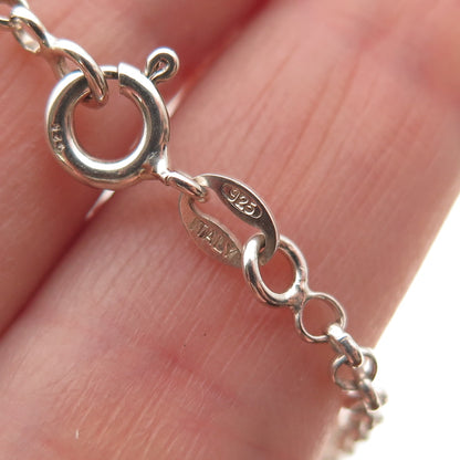 925 Sterling Silver Italy Round-Cut C Z Letter A Initial Rolo Link Bracelet 5"