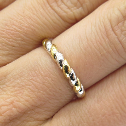 SMK 925 Sterling Silver 2-Tone Twisted Ring Size 7