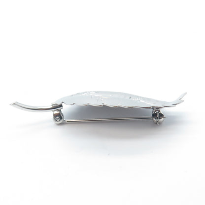 CHARLES REIS 925 Sterling Silver Antique Art Deco Leaf Floral Pin Brooch