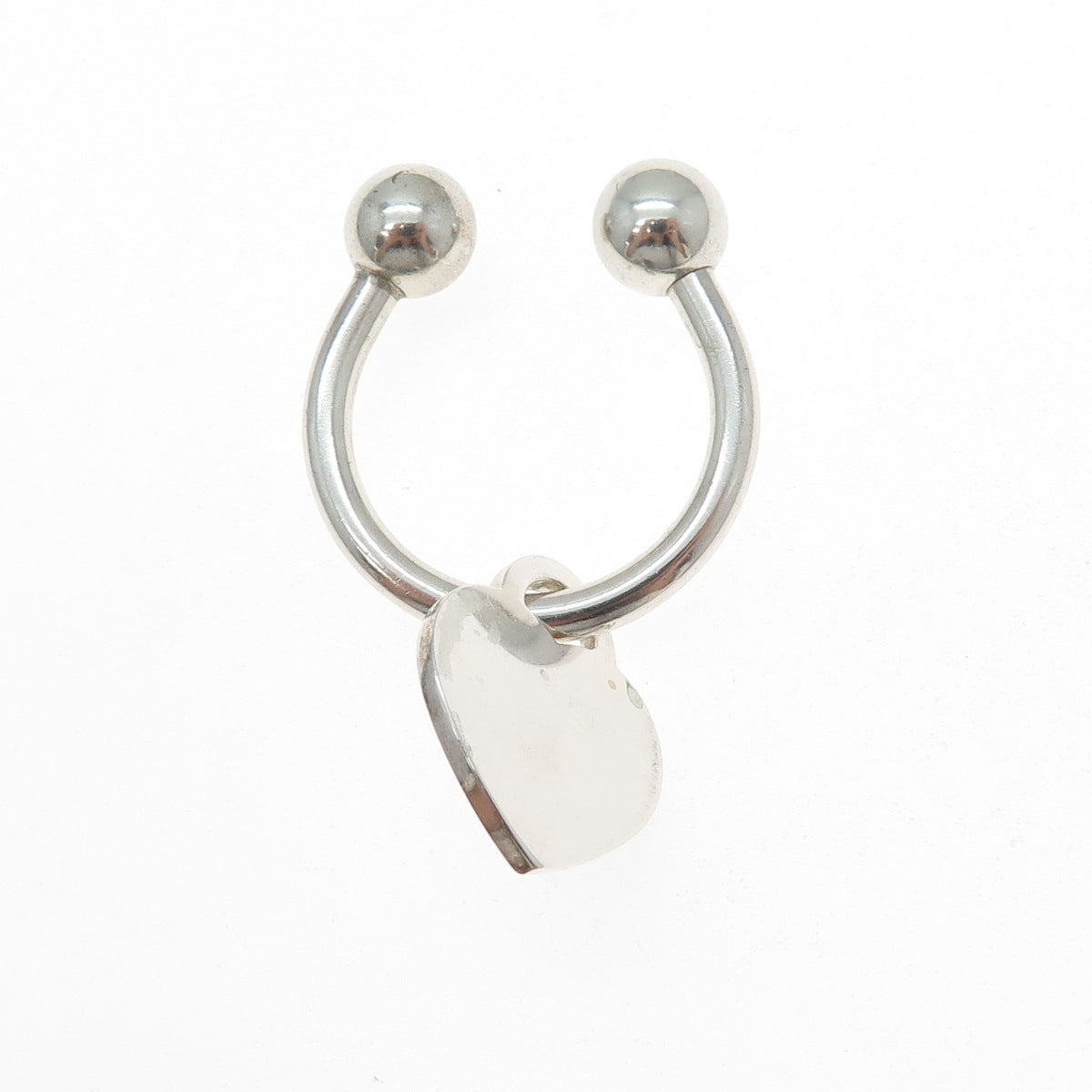 TIFFANY & CO. 925 Sterling Silver Vintage 2001 Heart Tag Screw Ball Key Ring