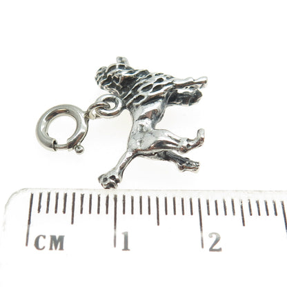 925 Sterling Silver Vintage Poodle Dog Spring Ring Lock Charm Pendant