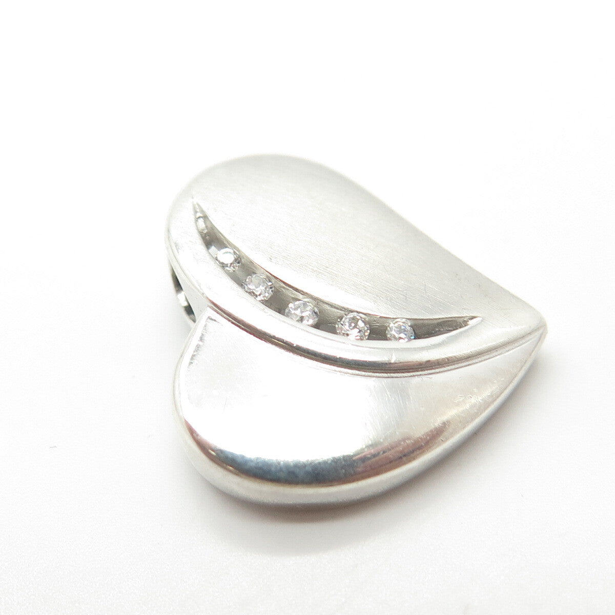 925 Sterling Silver C Z Heart Love Amulet Pendant